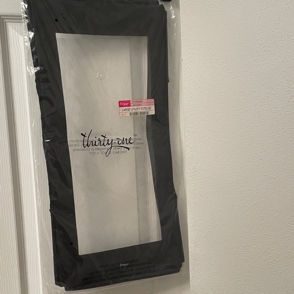 NWT Thirty-one LARGE UTILITY TOTE LID Clear Plastic Window BLACK TOP A TOTE Lid